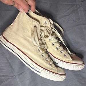 Off white/ cream high top converse (unisex) - Mens 8.5 & Womens 10.5